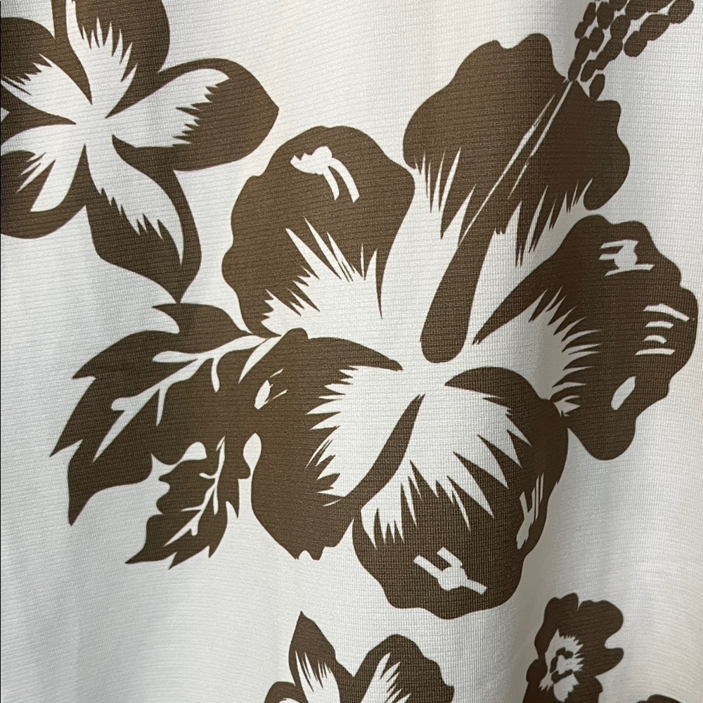 Chase 54 Women’s Hawaiian Print Golf Shirt White & Khaki Floral -Size Large - Picture 4 of 6